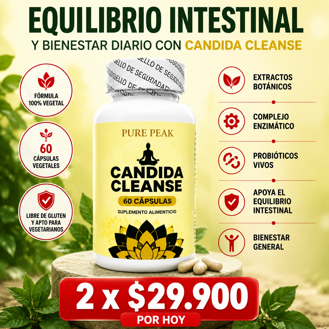 Candida Cleanse - Apoyo natural para tu flora intestinal e hinchazón 🌿